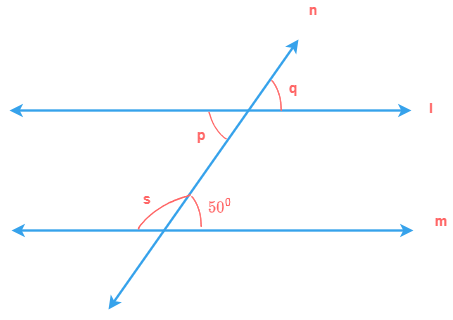 Find angles p, q and s