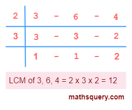LCM of 3, 6 and 4