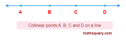 Collinear points A, B, C and D on a line