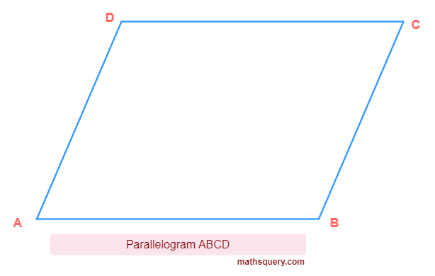 Parallelogram ABCD with AB parallel to CD and AD || BC