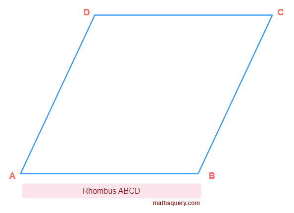 Rhombus ABCD with opposite sides parallel and four sides equal