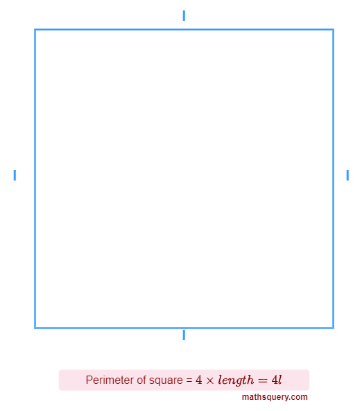 Perimeter of square with length of sides equal to l