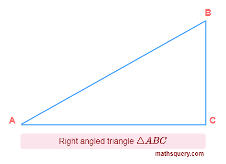 Right angled triangle &Delta;ABC with angle C = 90&deg;