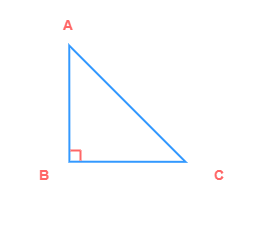 Right angled triangle ABC with angle B = 90°