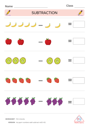 Thumbnail preview of Subtraction worksheet of Addition And Subtraction Of Numbers From 1 To 9