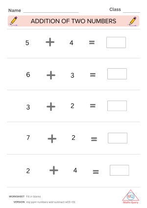 Thumbnail preview of Addition worksheet of Addition And Subtraction Of Numbers From 1 To 9