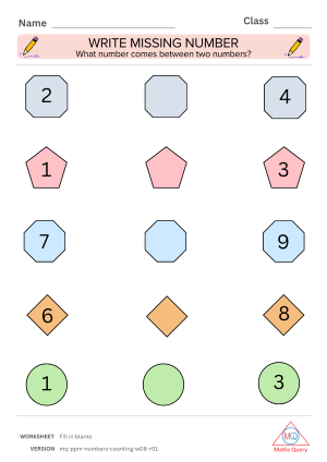 Thumbnail preview of Blanks worksheet of Counting From One To Nine Numbers For Kids