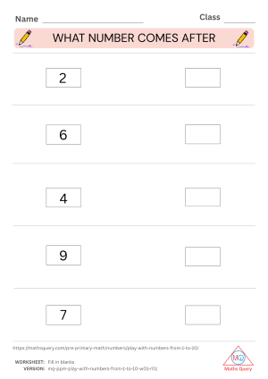 Thumbnail preview of Blanks worksheet of Download Free Worksheets For Numbers 1 To 10 For Kids