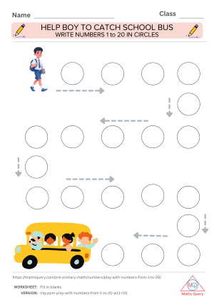 Thumbnail preview of Maze worksheet of Learn And Practice Numbers 1 To 20 With Colorful Worksheets