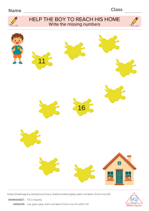 Thumbnail preview of Blanks worksheet of Learn And Practice Numbers 1 To 20 With Colorful Worksheets