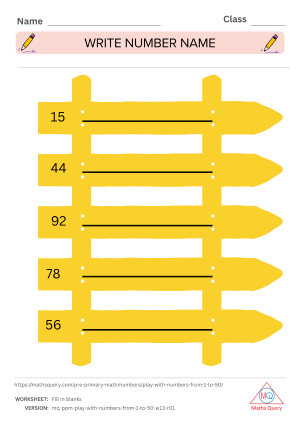 Thumbnail preview of Blanks worksheet of Learn The Foundational Concepts of Numbers 1 To 50 For Kids
