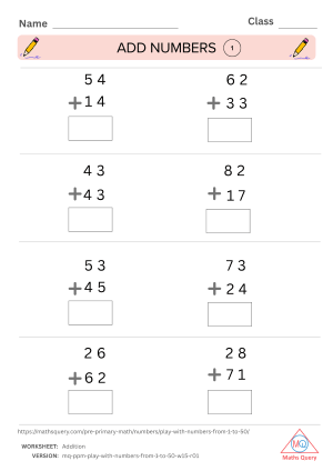 Thumbnail preview of Addition worksheet of Learn The Foundational Concepts of Numbers 1 To 50 For Kids