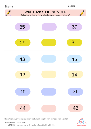 Thumbnail preview of Blanks worksheet of Learn The Foundational Concepts of Numbers 1 To 50 For Kids