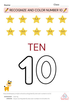 Thumbnail preview of Coloring worksheet of Download Worksheets Of Recognition And Coloring Of Numbers 1 To 10