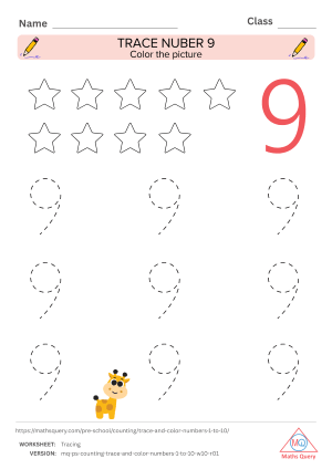 Thumbnail preview of Coloring worksheet of Trace Numbers And Color Objects To Learn Numbers From 1 To 10