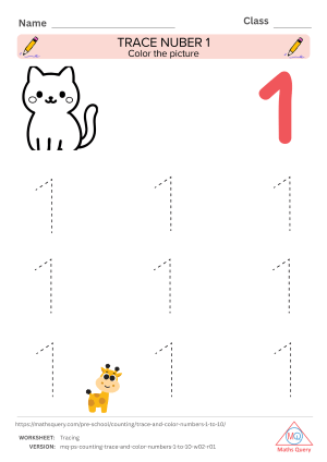 Thumbnail preview of Coloring worksheet of Trace Numbers And Color Objects To Learn Numbers From 1 To 10
