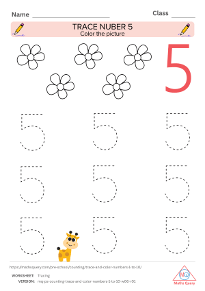 Thumbnail preview of Coloring worksheet of Trace Numbers And Color Objects To Learn Numbers From 1 To 10
