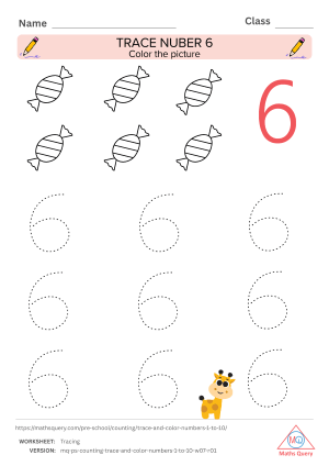 Thumbnail preview of Coloring worksheet of Trace Numbers And Color Objects To Learn Numbers From 1 To 10